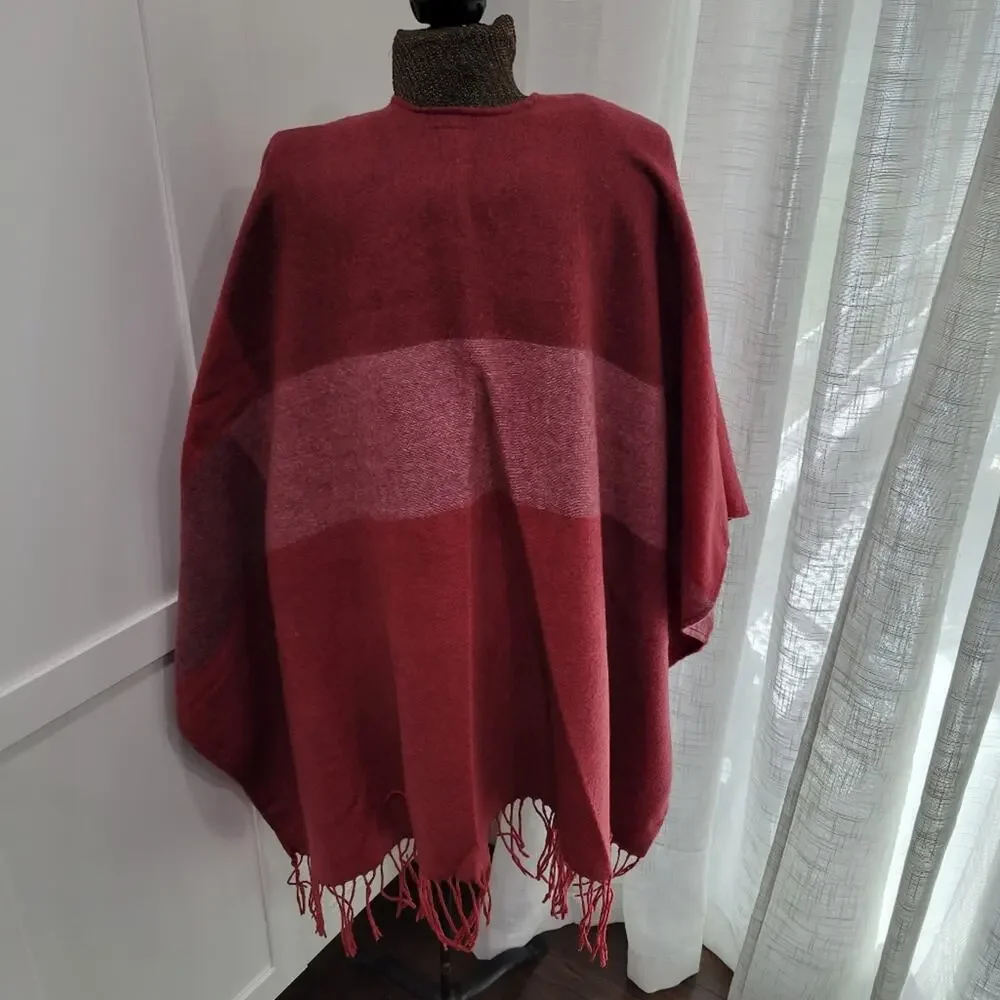 Woolrich Poncho Frindge Blancket Wrap Soft One Size